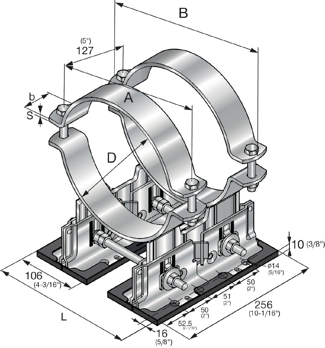 MP-PS heavy double pipe shoe horizontal pipe clamp 