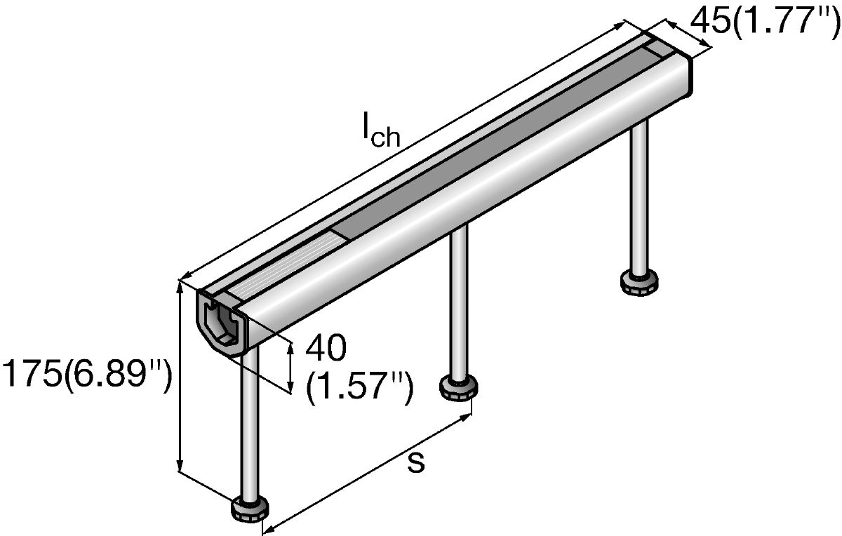Serrated cast-in anchor channel for 3 dimensional loads for fixing in concrete