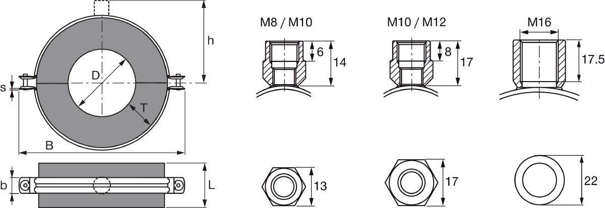 Editable format of line drawing MI-CF Refrigeration pipe clamps w/o load sharing