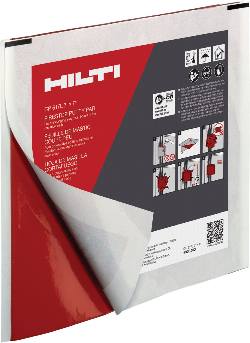 Firestop Putty Pad, CP 617L, 7x7", 333583