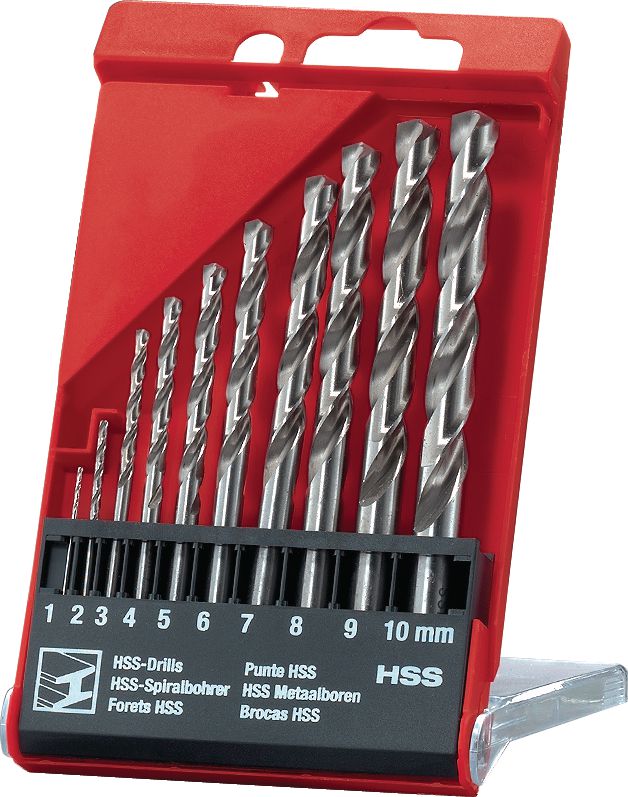 HSS drill set 1 – 10, diameters 1 – 10 mm in 1 mm increments