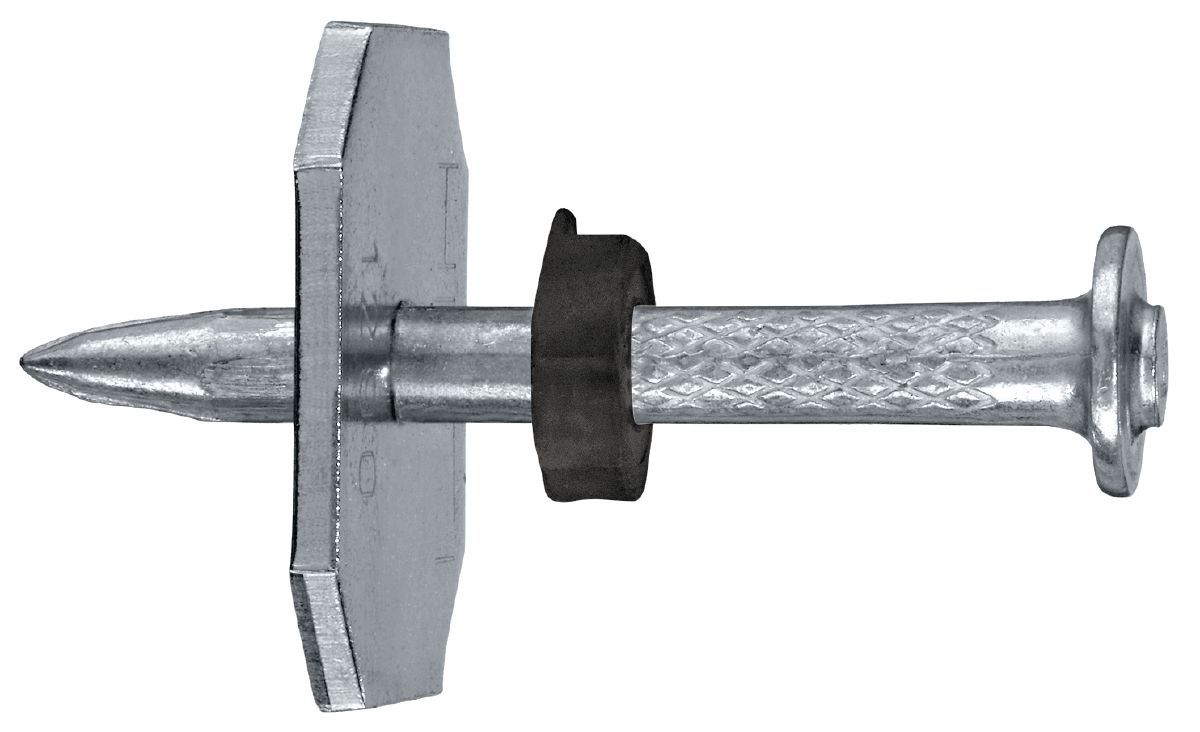 General-purpose nail for concrete, with steel washer