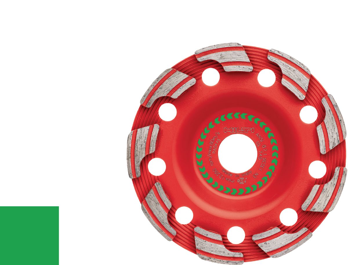 Diamond cup 125/5" SPX, abrasiv, Back, Colorcode green