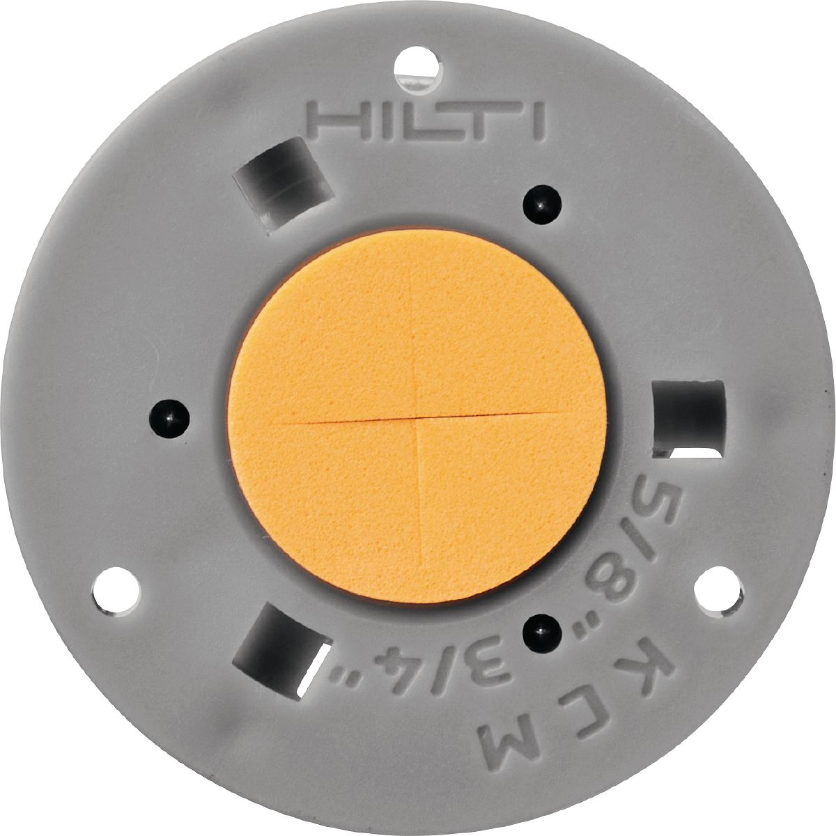 Top view of the KCM-WF cast-in-place anchor grey-orange