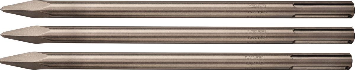 Still life picture of the pointed chisel TE-Y SM 36. Edited to create a 3 pack image for HNA.