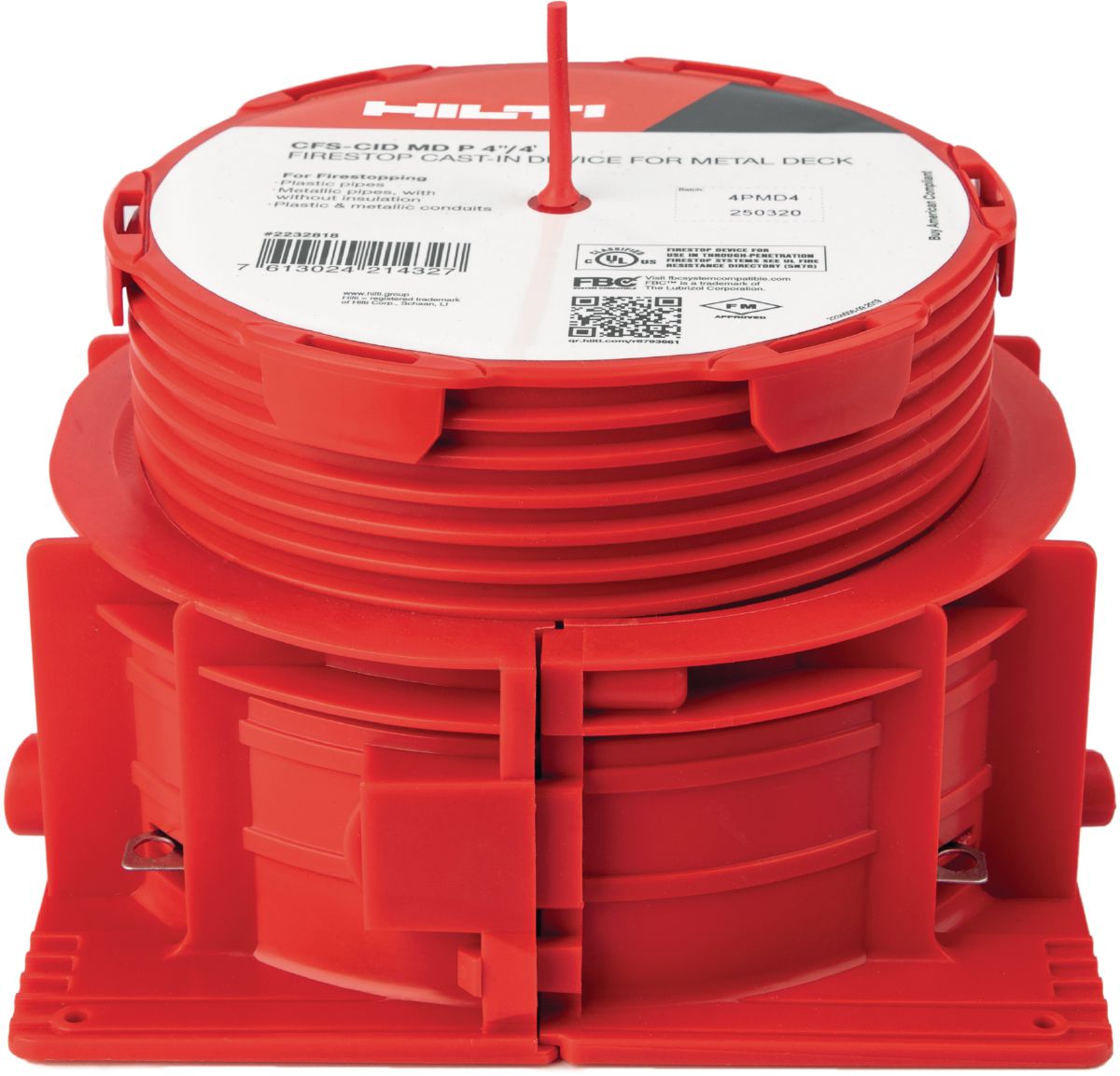 Cast-in firestop sleeve for metal decks CFS-CID MD P on white background