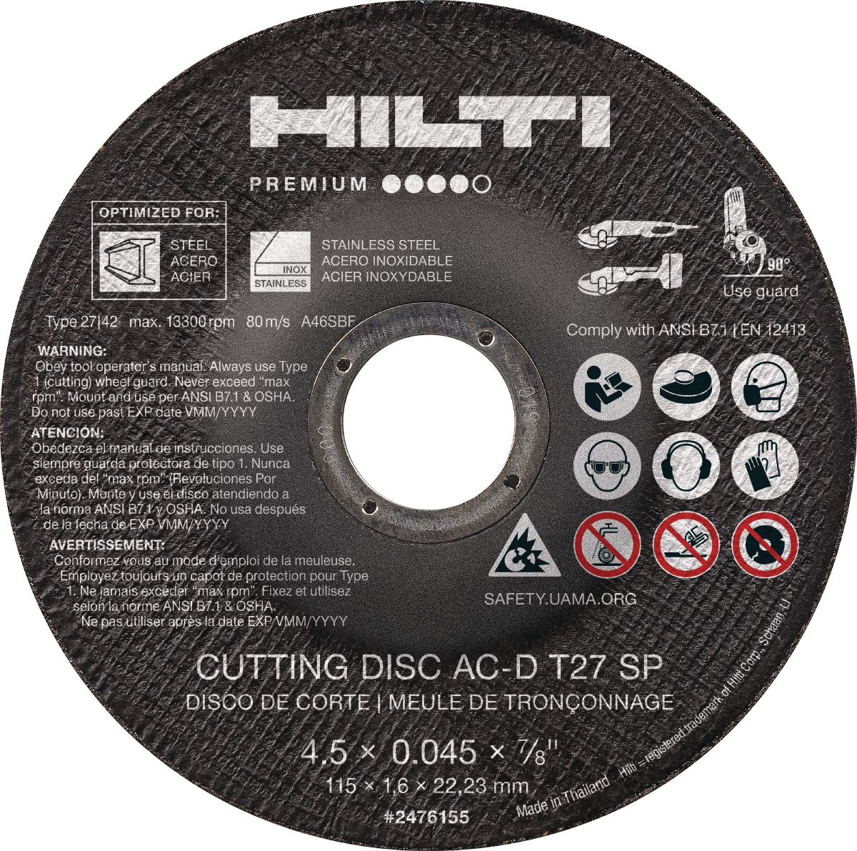 Still life image of the AC-D SP Type 27 Cut-off wheel