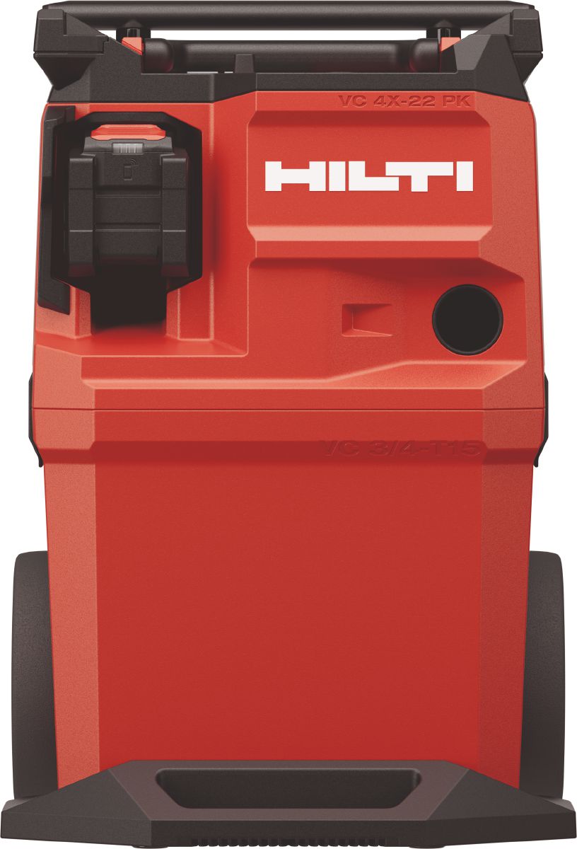 Still life image of the VC 4X-22 PK T15 cordless construction vacuum with battery