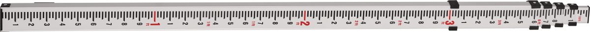 Still life image of PA 862 imperial (feet/tenths) telescopic leveling staff (front view).