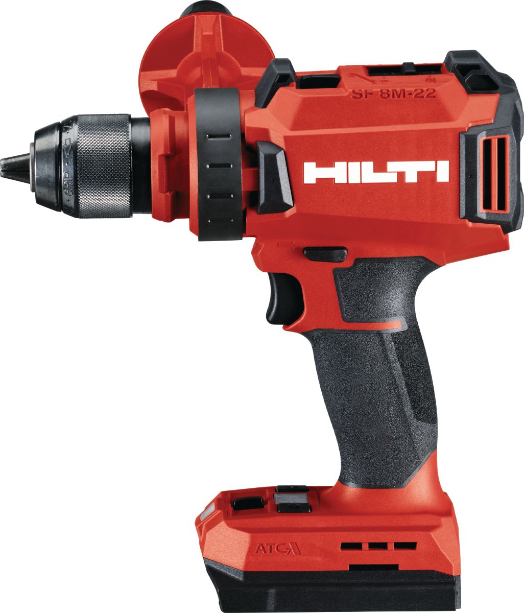 Still life image of the third generation cordless SF 8M-22 with side handle and universal chuck.