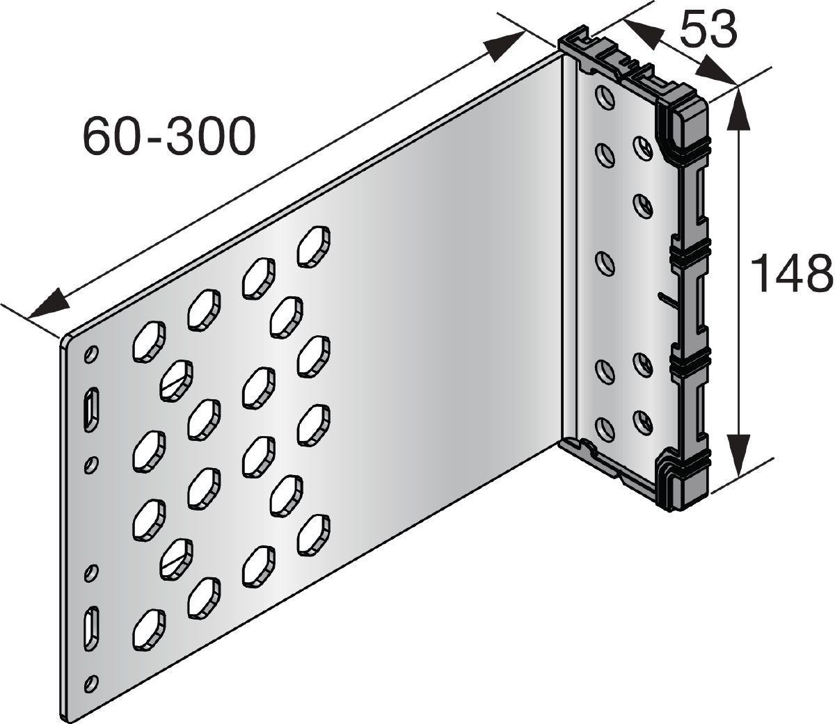 3D line drawing of the MFT-VSI 7.6 large bracket.