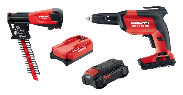 Kit visseuse plaquiste équipée d’un chargeur de vis en bande
