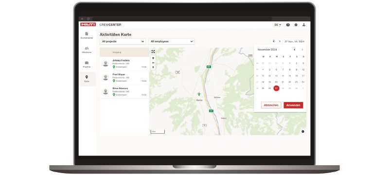 Cropped application picture of CrewCenter software desktop interface