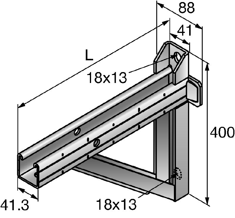 MQK-H/550 leicht, bemasst, metric, Bracket Kit